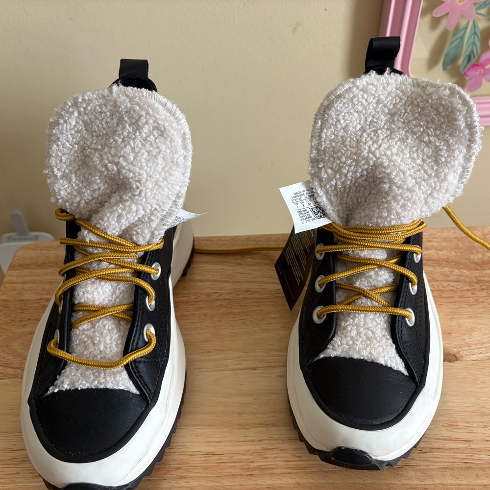Converse Black and White Sneakers with Gold Laces